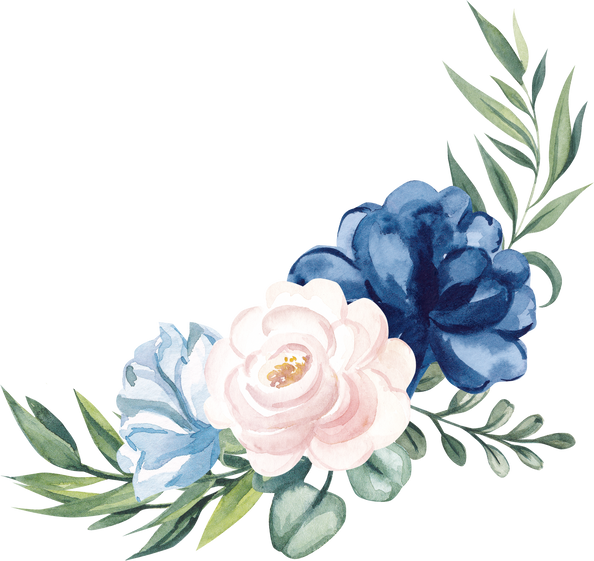 Blue Flower Clipart Wedding Bouquet Border for Invitation