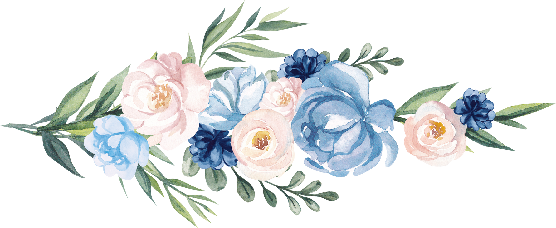 Blue Flower Border Watercolor Flowers Wedding Corner Blue